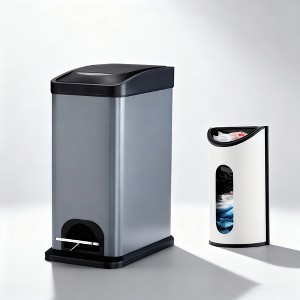 Innovaze 2 Gal / 8L Slim Carbon Steel Trash Can and Plastic Bag Organizer Set, Soft-Close Pedal Bin for Home, Office or Kids’ Room - 1 of 4