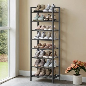 Narrow Shoe Rack, Sturdy 8 Tier Metal Tall Shoe Rack Shelf, Slim Shoe Storage Organizer for Closet Entryway Small Spaces for 18 Pairs Shoes - 1 of 4