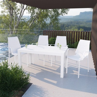 Kent Modern White Polypropylene Outdoor Dining Chair Set of 4
