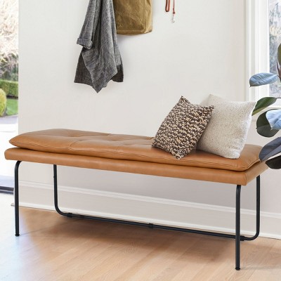 Nano  48" Faux Leather Double padded Cushion Bench - Maison Boucle
