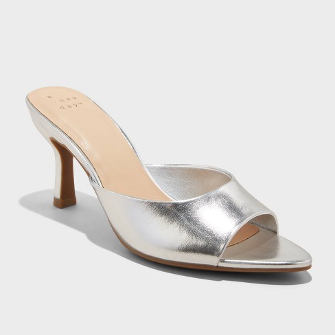 Women's Lupita Mule Heels - A New Day™ Silver 11