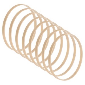 Unique Bargains Craft DIY Wedding Decor Bamboo Wooden Wreath Rings Beige 8 Pcs - 1 of 4