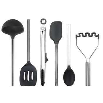 Tovolo 6pc Silicone and Stainless Kitchen Utensil Set Black