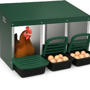 Chicken Nesting Boxes for Chickens, 3 Compartment Metal Roll Out Nesting Box for Chicken Coop,Rollout Egg Collection - 1 of 4