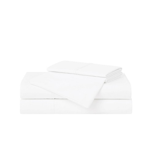 Cannon Queen 4pc Solid Percale Sheet Set White: 100% Cotton, 200 Thread Count, Includes 2 Pillowcases & Fitted Sheet - image 1 of 3