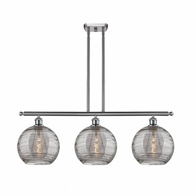 Athens Deco Swirl - 3 Light Stem Hung Island In Industrial Style-12.13 Inches Tall and 36.5 Inches Wide