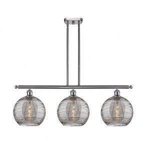 Athens Deco Swirl - 3 Light Stem Hung Island In Industrial Style-12.13 Inches Tall and 36.5 Inches Wide - 1 of 1