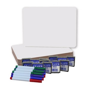 Flipside Products Dry Erase Boards (9" x 12") with Colored Pens & Erasers, Set of 12 - 1 of 3