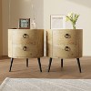 18.5in Round Wood End Table with 2 Drawers - 300lb Capacity, Distressed Vintage Style for Bedroom/Living Room - 3 of 4