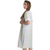 Dreamcrest Womens Short Sleeve Duster, Seersucker Plaid Housecoat/Women Sleepwear Zip Front Nightgown - 2 of 3