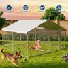 Outdoor Dog Kennel with Roof, Galvanized Dog Enclosure, with Waterproof & UV-Resistant Cover, Large Dog Kennel for Outside Backyard Farm Use - 2 of 4