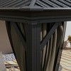 Resenkos Outdoor Garden Gazebo, Sunshade Gazebo Canopy,10' x 10' Hardtop Gazebo, Pavilion Gazebo with Curtains, Nettings, Hooks, Dark Brown - 4 of 4