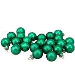 NORTHLIGHT 24ct Matte Mini Glass Ball Christmas Ornament Set 1" - Green