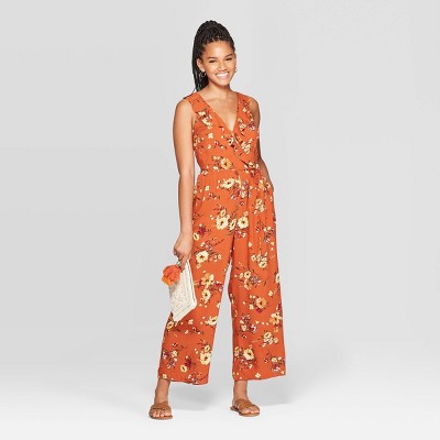 target red floral jumpsuit