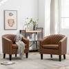 KINWELL Set of 2 PU Faux Leather Club Armchair with Nailheads - 2 of 4