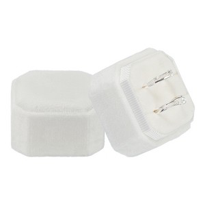 Unique Bargains Velvet Octagon Wedding Proposal Engagement 2 Slot Jewelry Storage Ring Box - 1 of 4