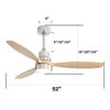 52 inch Solid Wood Ceiling Fan with Lights and Remote Outdoor Indoor Modern Ceiling Fan 3 Downrod for Living Room Bedroom Farmhouse Patio - 4 of 4