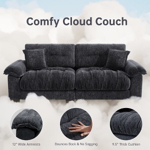 91.5"Chenille Deep Seat Sofa Couch with 2 Throw Pillows-Morden Fort - 1 of 4