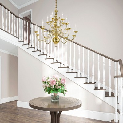 Williamsburgh 20-Light Polished Brass Colonial Chandelier