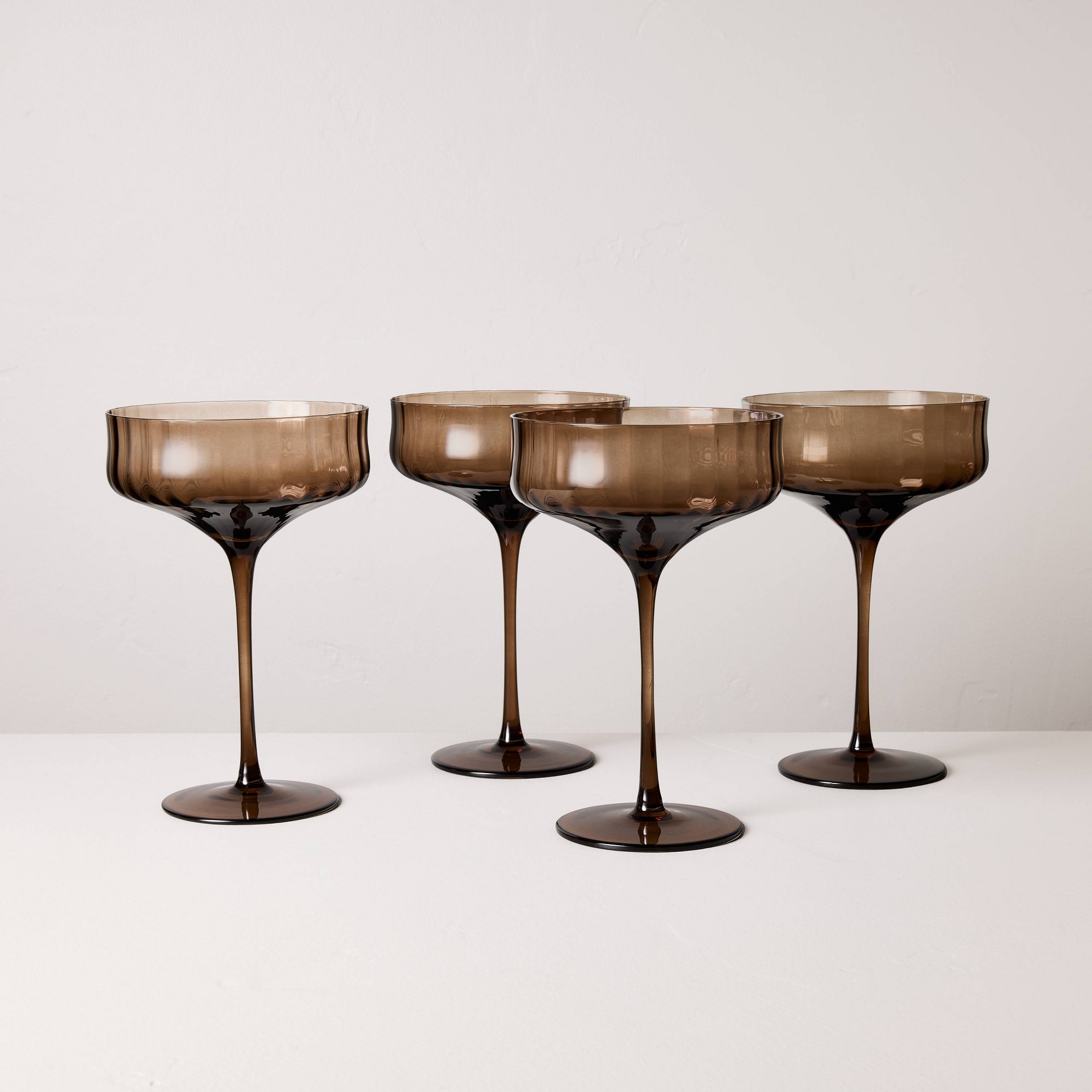 Set of 4 12oz Coupe Glasses Brown - Hearth & Hand™ with Magnolia