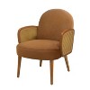 CAVINAS Velvet Accent Chair with Rattan Armrests and Wooden Legs,Mid-Century Upholstered Living Room Chairs,Reading Chairs for Living Room - 4 of 4