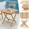 Tangkula Set of 2 patio bistro table teak wood dining table outdoor square table - 3 of 4