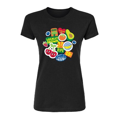 Women's - Instant Message - Fruit Stamps Fitted Graphic T-Shirt