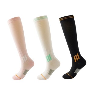 Anna-Kaci 3-Pair Set Knee-High Compression Athletic Socks Breathable Anti-Slip Support Design for Running and Jump Rope - 1 of 4