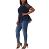 Agnes Orinda Women's Plus Size Round Neck Peplum Short Sleeve Mesh Sheer Summer Casual Blouses - 2 of 4