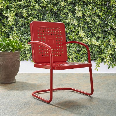 Set of 2 Red Steel Retro Outdoor Arm Chairs