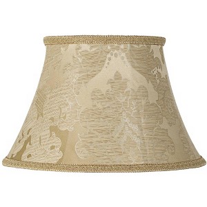 Springcrest Ivory Brocade Large Lamp Shade 10" Top x 17" Bottom x 11" High (Spider) Replacement with Harp and Finial - 1 of 4