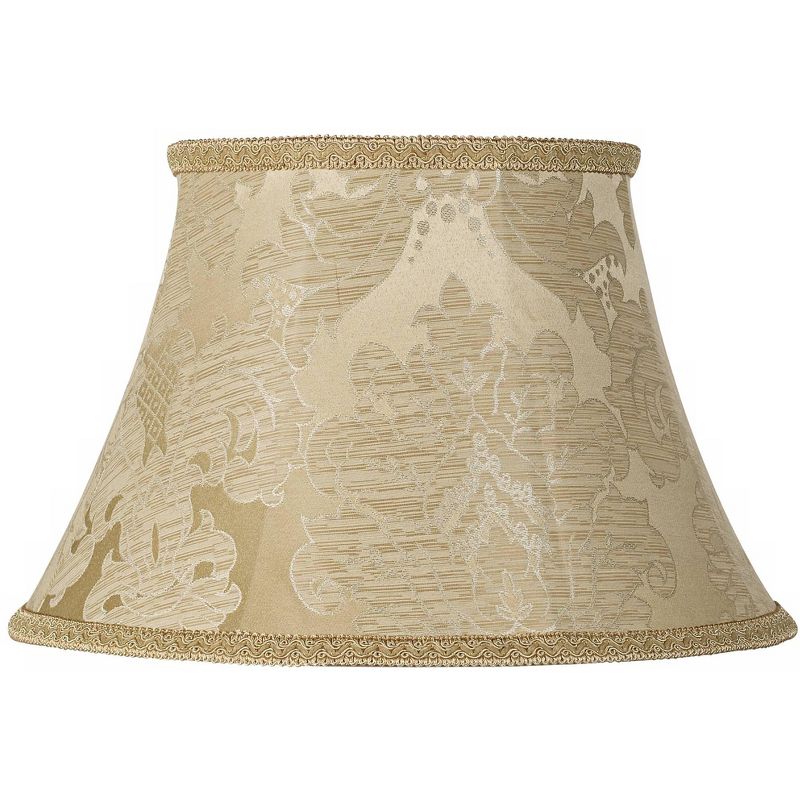 Springcrest Ivory Brocade Large Lamp Shade 10" Top x 17" Bottom x 11" High (Spider) Replacement with Harp and Finial, 1 of 8