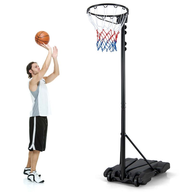 Costway 8.5-10FT Adjustable Basketball Hoop Goal with Fillable Base Wheel Shooting Practice, 1 of 11