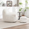 Faux Fur Bean Bag Chair with Backrest and Footstool, Stuffed Floor Sofa with Shredded Foam Filling, Comfy Seating for Adults and Kids-Baofuwish - 2 of 4