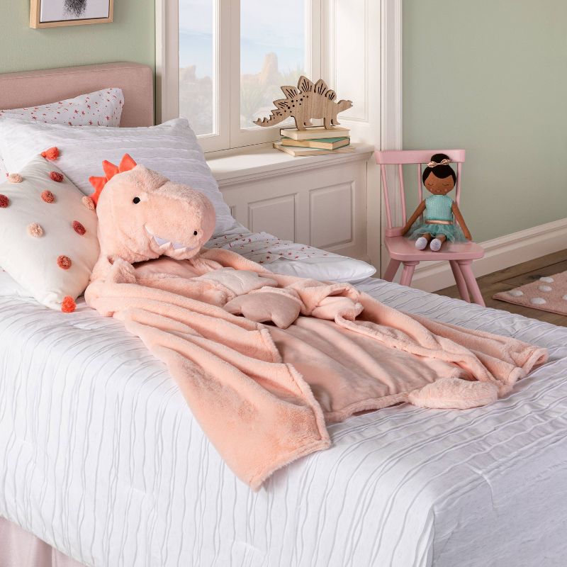 Dinosaur Sensory Friendly Kids&#39; Hooded Blanket Pink - Pillowfort&#8482;, 2 of 10
