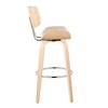 30" Natural Wood and Faux Leather Fixed-Height Swivel Barstool with Round Chrome Metal Footrest, Set of 2 for Kitchen or Home Bar - 3 of 4