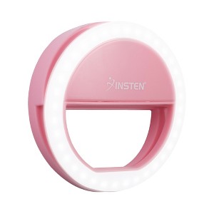 Insten 3" Mini LED Selfie Ring Light with Clip for Laptop Tablet Video, Dimmable, 36 Beads, Battery Powered - 1 of 4