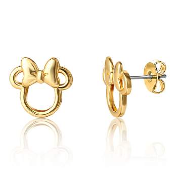 Disney Minnie Mouse Brass Flash Yellow Gold Plated Stud Earrings