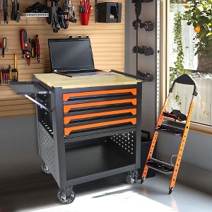 NicBex 4-Drawer Rolling Tool Chest Mobile Tool Cart with Wheels and Wood Top for Garage and Warehouse - 1 of 4