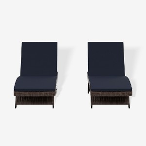 WestinTrends All Weather Wicker Outdoor Patio Chaise Lounge with Cushion (Set of 2) - 1 of 3
