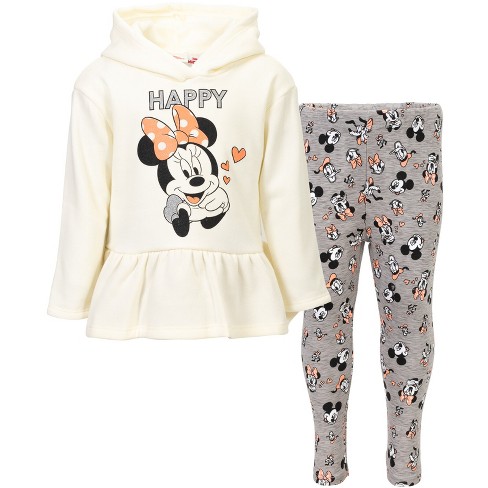 Mickey Mouse & Friends Minnie Mouse Toddler Girls Pullover Fleece Hoodie  And Leggings Outfit Set Oatmeal Heather 4t : Target