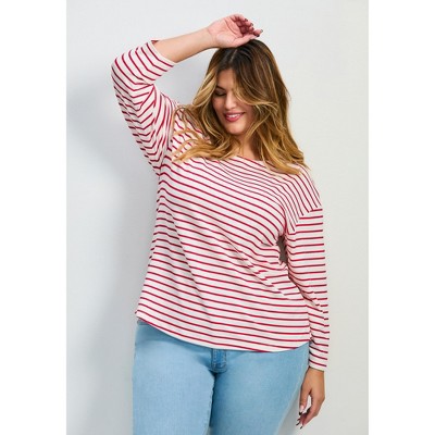 Avenue Women's Plus Size Aimee Stripe Top