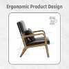 CAVINAS Wooden Accent Chair with Soft Upholstery and Padded Cushion, Mid-Century Modern Armchair with One Pillow - 3 of 4
