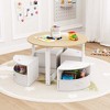 Costway 5 Piece Kids Play Table and Chairs Set Round Nesting Table Toddler Furniture Gray/Natural - 4 of 4