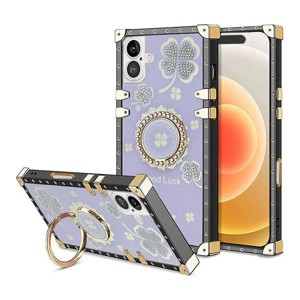 Entronix Case Compatible with iPhone 16 Plus - [Rectangular] Luxury Lucky-Clover Gripstand - 1 of 4