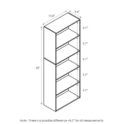 White and Green 5-Tier Laminated Bookcase