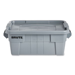 Rubbermaid Commercial BRUTE Tote with Lid, 14 gal, 27.5" x 16.75" x 10.75", Gray - 1 of 4