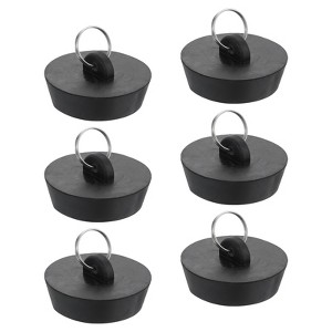 Unique Bargains Rubber Flexible Bathtub Sink Drain Stoppers with Hanging Ring 6 Pcs - 1 of 4