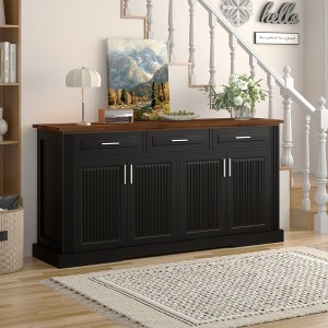 Sapphtopaz Modern Two-Tone Console Table with 3 Drawers & 4 Doors Cabinet Fluted Entryway Table with Adjustable Shelves for Living Room,Entryway - 1 of 4