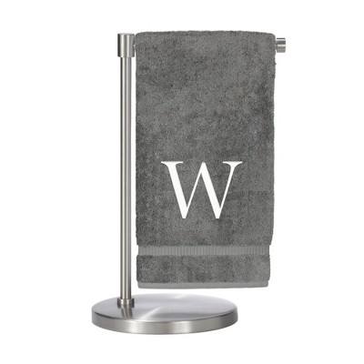 BC BARE COTTON Monogrammed Bath Towel, Personalized Gift, Set of 2 - Gray - Silver Block